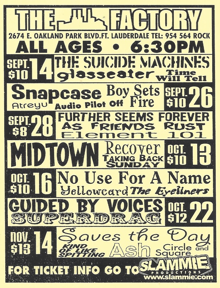 Concerts at The Factory, fall 2002