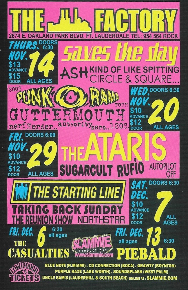 Concerts at The Factory, fall 2002