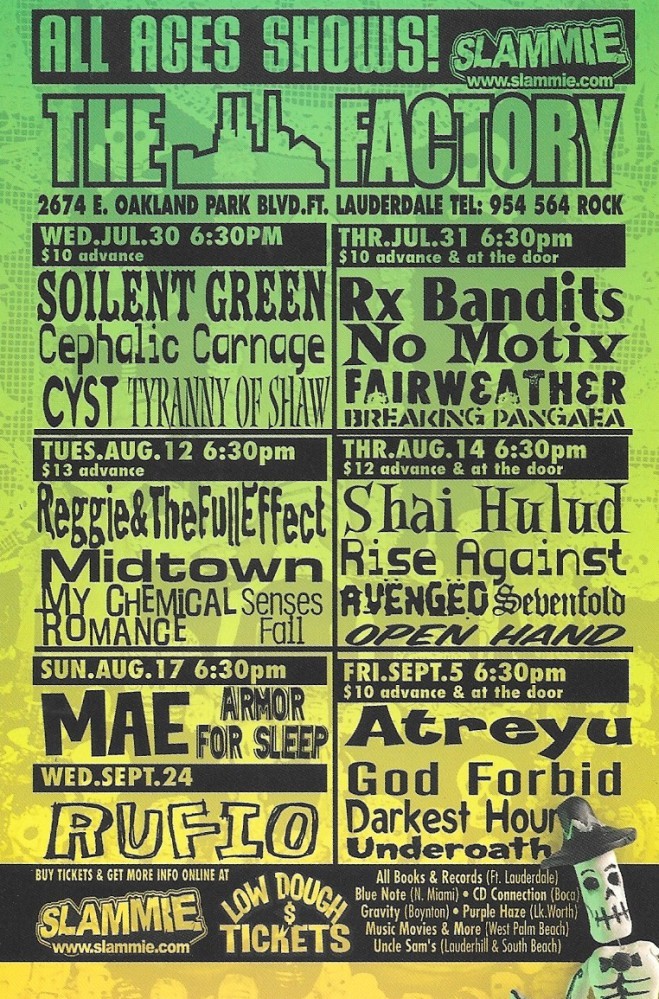 Slammie concerts at The Factory, summer 2003