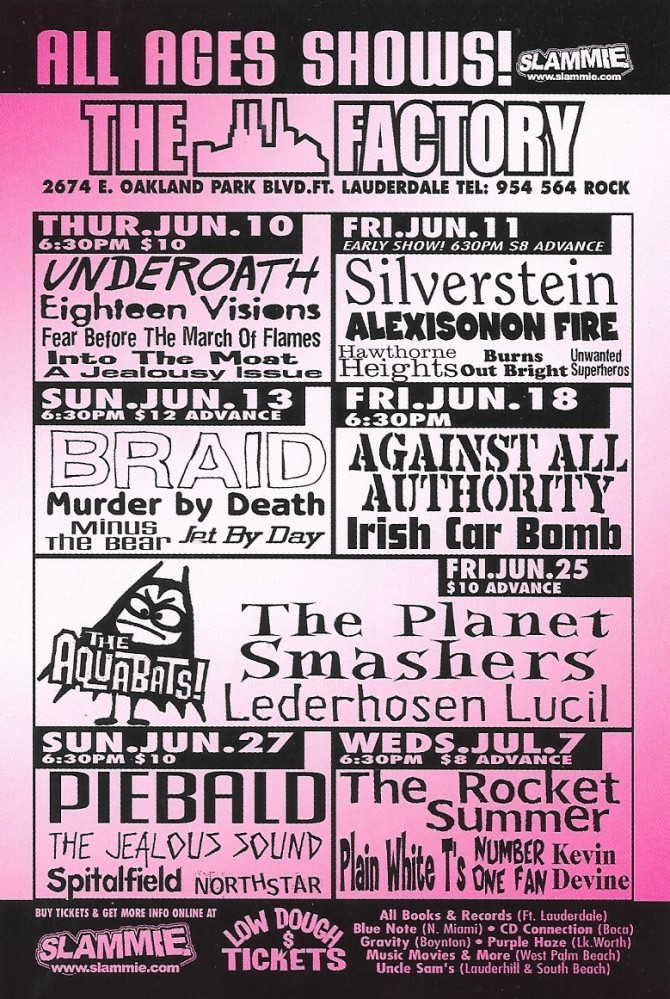 Slammie concerts at The Factory, summer 2004