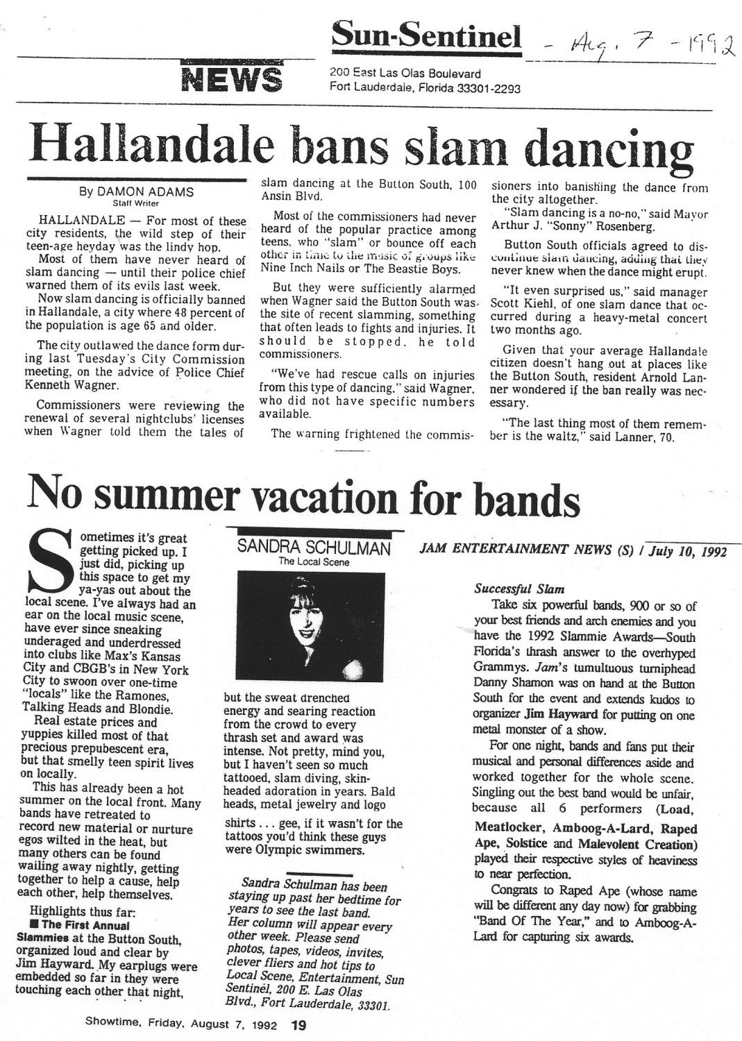 1992 South Florida Slammie Awards